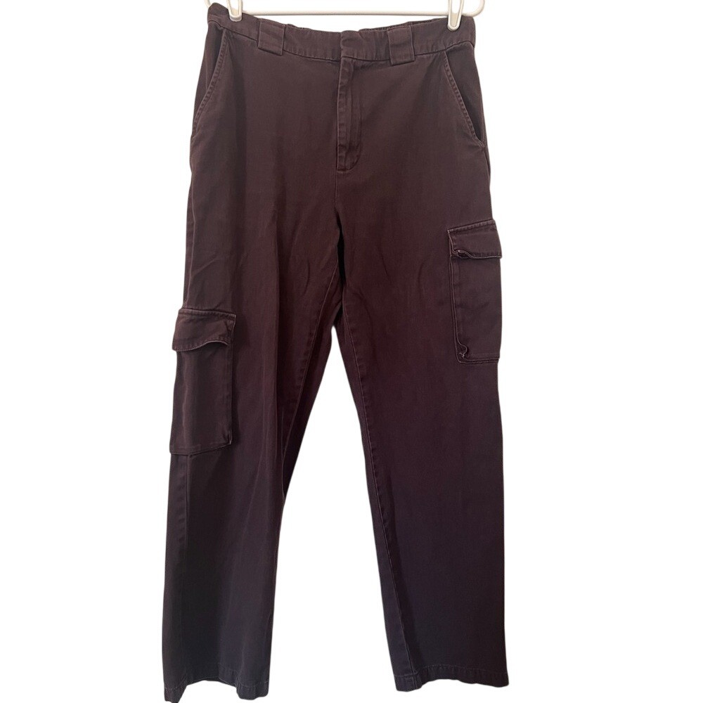 Tna Ladies Large‎ Dark Brown Cargo Pants Straight Leg Utility Pockets Belt Loops